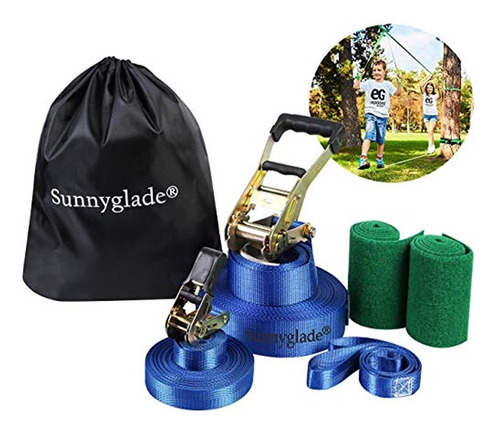 Sunnyglade 50ft Slackline Kit With Training Line, Tree Prote