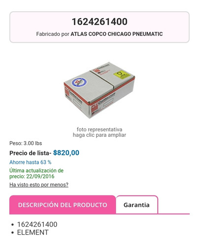 Elemento Para Compresor Atlas Copco Nro 1624 26 14 00