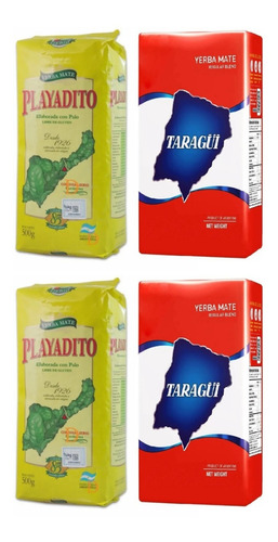 4 Erva Mate Argentina: Playadito Tradicional + Taragui 