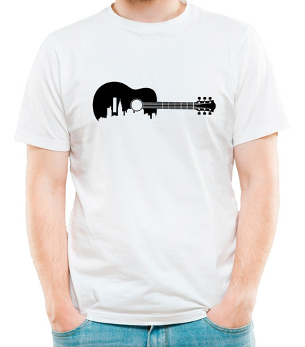 Imagen 2 de 6 de Remera Blanca Guitarra Música Modal Premium Unisex Y Niños