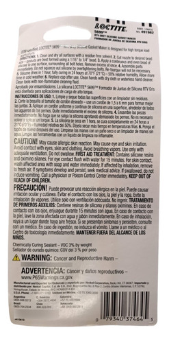 Silicona Loctite Gris Alta Temp 80 Ml Juntas / Empaquetadura