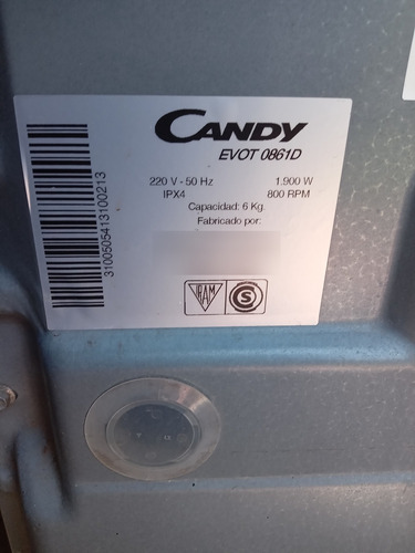 Lavarropas Candy Evot 086 Para Repuesto O Para Reparar Blanco (Usado)