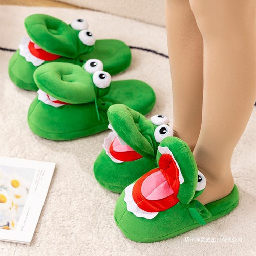 . Pantuflas Antideslizantes Felpa Suave Cocodrilo For Mujer