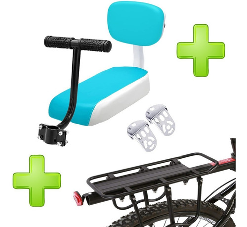 Silla Niño Trasera P/ Bicicletas + Agarre + Parrilla +pedal 