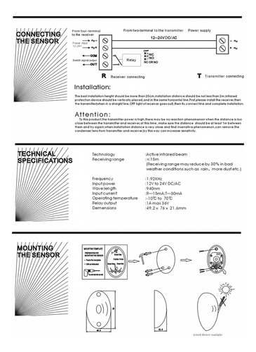 Fotocelda Porton Infrarrojo 10mts 12-24v Emisor + Receptor
