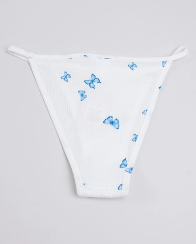 Panty Brasileña Blanca Con Mariposas De Algodon