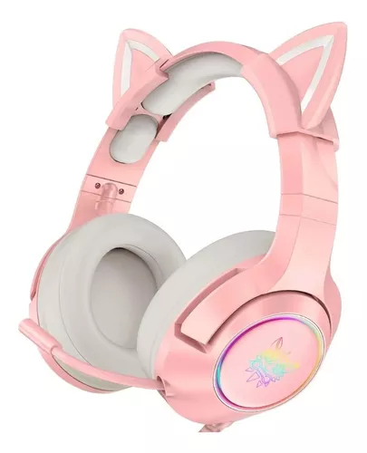 Auriculares Gamer Onikuma K9 Pink Orejas Gato Color Rosa Pc Play