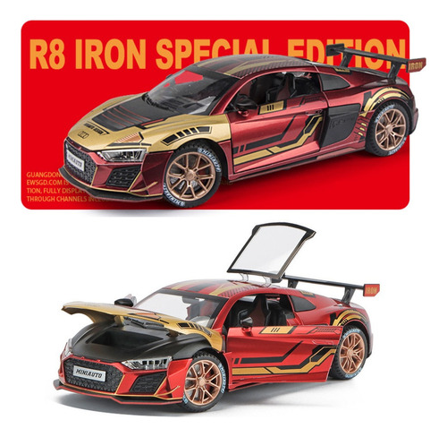 Audi R8 Iron Man Edición Personalizada Coche De Metal En