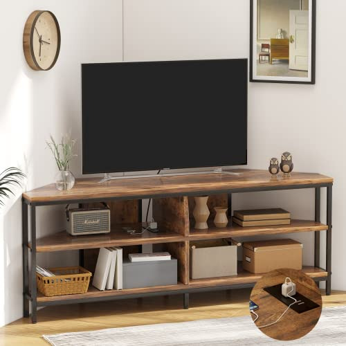 Mutun 55 Inch Corner Tv Stand With Power Outlet, Corner Ente