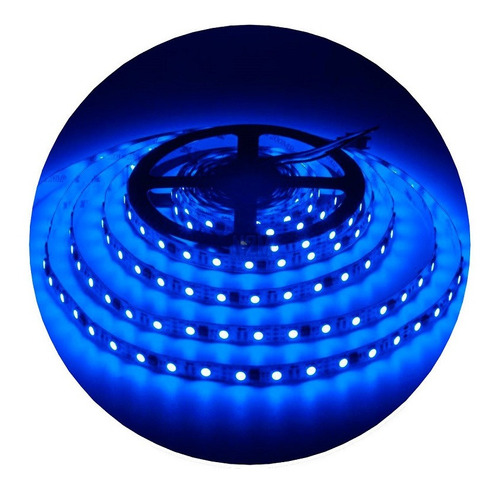 Tira Led 2835 Rollo 5 Metros Azul 12v Exterior Siliconada