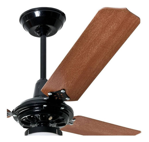 Ventilador De Teto Pera Preto Pás Mogno Loren Sid