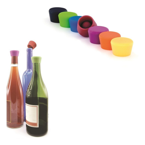 Set 2 Tapones Silicona Vino Colores Pulltex