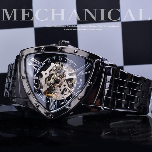 Reloj Forsining, Forma De Triángulo, De Acero Inoxidable