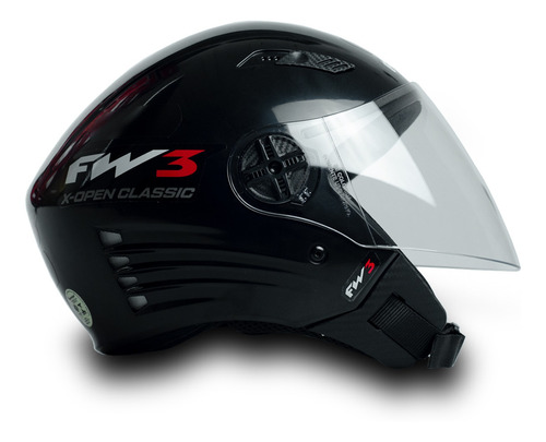Imagem 7 de 7 de Capacete Fw3 Para Moto X Open Classic Preto Tamanho 58