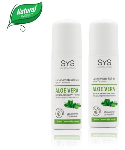 Desodorante Aloe Vera Natural Roll-on Sys X 2 Unds