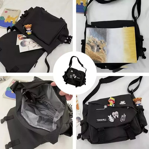 Mochila Bandolera Dabeh, Mochila Grande Y Adorable Con Estilo Estético, Mochila Casual Para Viajes, Mochila Mojilas, Color Negro (no Incluye Insignias).