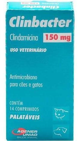 Clinbacter 150mg Antimicrobiano Cães E Gatos 14 Comprimidos