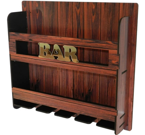 Bar Barzinho De Parede Para Bebidas 4 Taças Gin Decoração