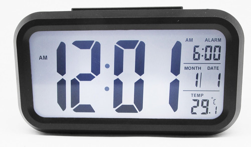 Reloj Digital Alarma Numeros Grandes Fechador Negro Luz Led 