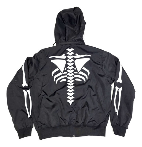 Chamarra Bomber Reflejante Moto Skull Bones