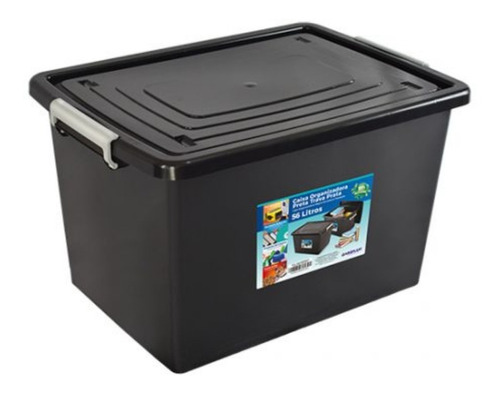 Caja Organizadora Canasto Multiuso Con Tapa 56lts-negro Pro