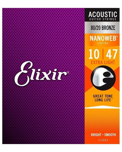 Cuerdas Elixir Nanoweb 10-47 Acustica - 100% Originales