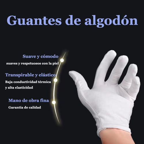 6 Pares De Guantes Blanco De Algodón Para Industria, Joyería