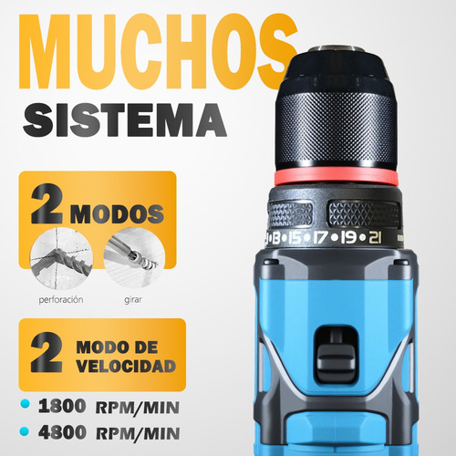 Broca Eléctrica Inalámbrica Con 2 Baterías Recargables