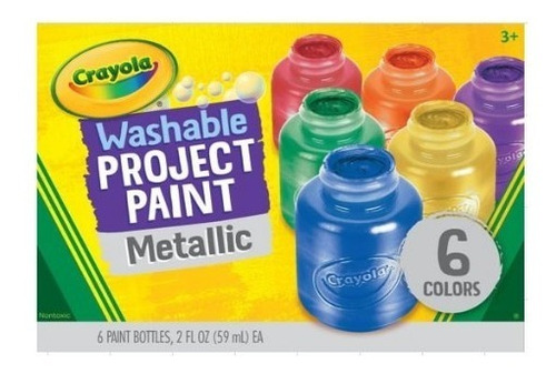 Crayola: Caja X 6 Pintura Lavable Colores Metálicos