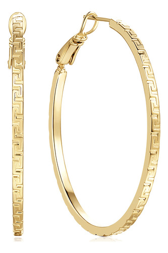 Facetadas Arracadas de Oro 14k Mujer 36mm Mujer Dama Niña Joyería Fina Ava Evelyn TE012