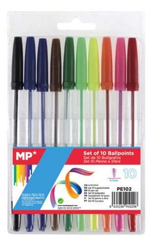 Boligrafos De 10 Colores Tinta Colores Exterior Transparente