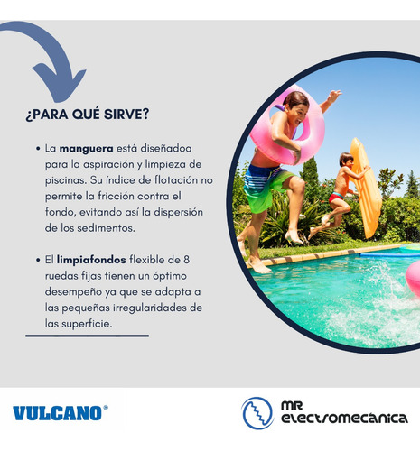 Kit Limpieza Vulcano: Manguera 12 Mts. + Barrefondo + Acople