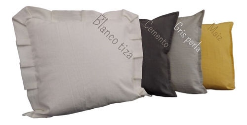 Imagen 6 de 6 de Set 4 Fundas Almohadón 40x40 Tusor 1 Con Volado Y 3 Lisas