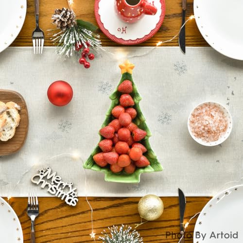 Artoid Mode Green Tree Snow Christmas Table Runner, Temporad