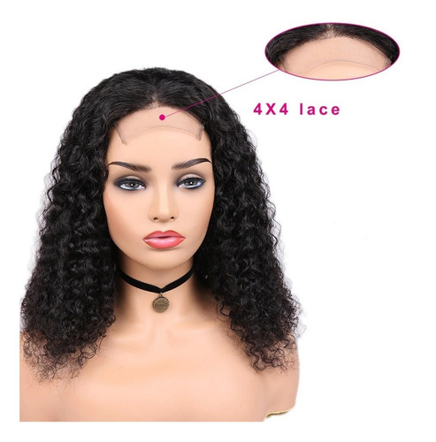 picture Peruca Humana Cacheada peruca lace closure 4x4 preta 100 cabelo humano cacheada 40