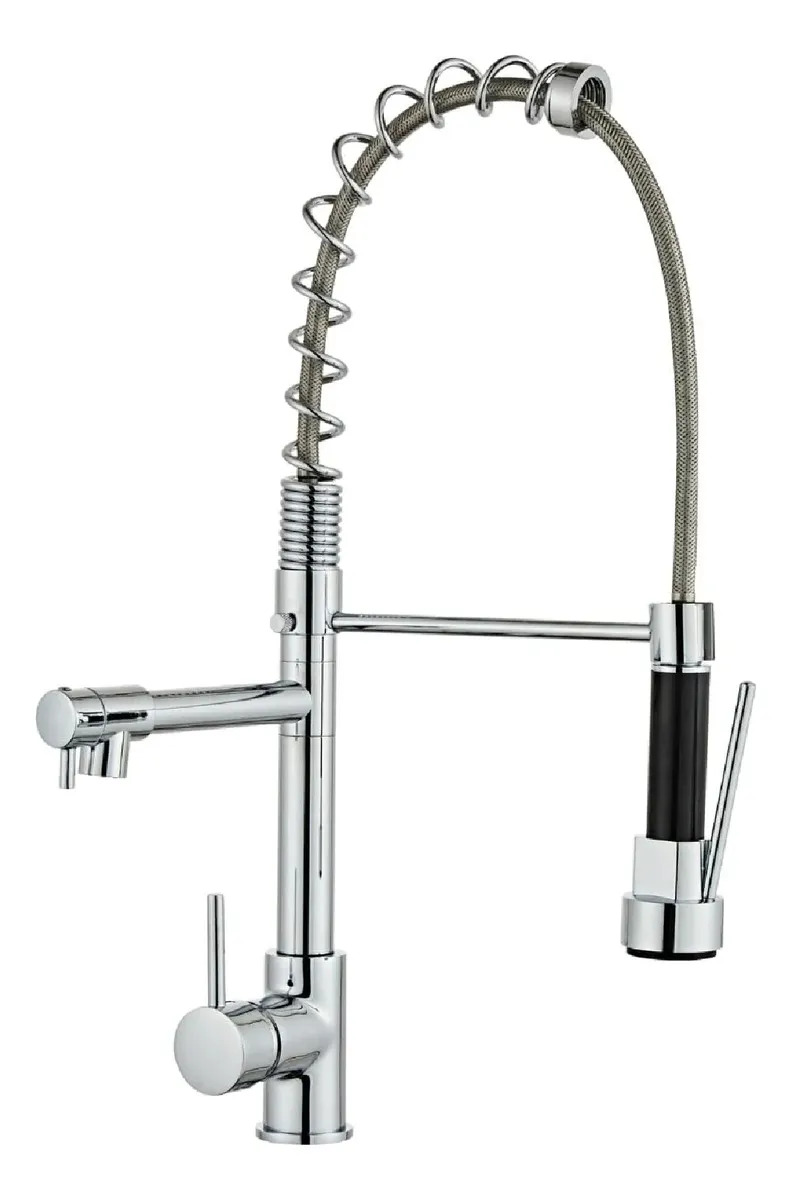 Torneira Cozinha Gourmet Monocomando Cromada Flexível Extensível 2 Jatos retratil Holter Home Design