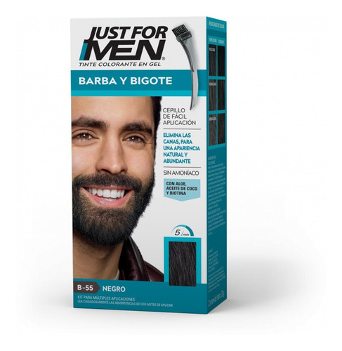 Just For Men Colorante Gel Barba Y Bigote Tapa Canas Negro