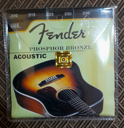 1 Pack De 6 Cuerdas Bronce Fender Guitarra Acustica Cal 10