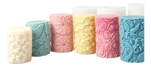 Molde Silicona Para Velas Set X6 Relieve Rosas Flores