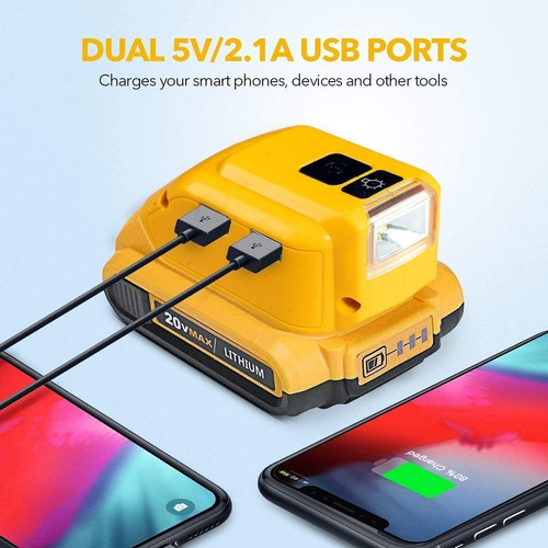 Su Adaptador Usb Y Linterna Led For Bateria Dcb090 Dewalt