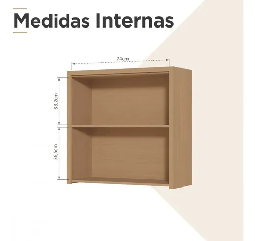 Armário Aéreo 2 Portas Nesher Condessa 80cm Carvalho Titânio