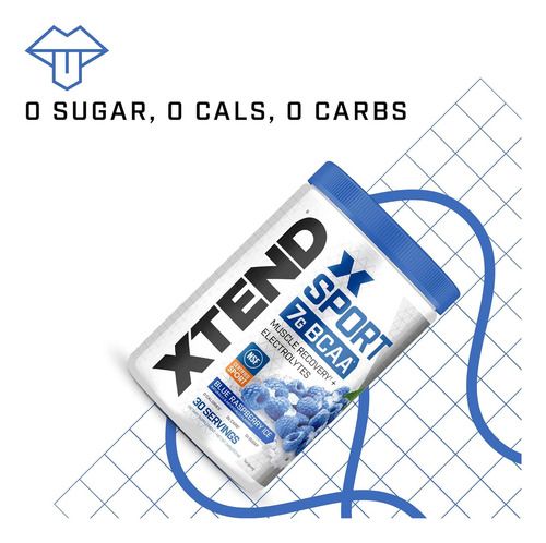 Xtend Sport Bcaa Powder Blue Raspberry Ice - Eletrólito...