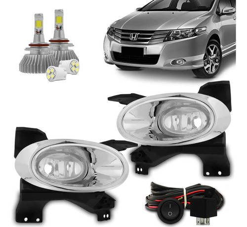 Kit Farol De Milha Neblina Honda City 2009 2010 2011 + Led