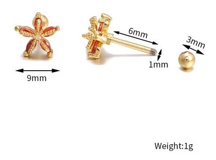Imagen 4 de 10 de Piercing Oreja Animalitos De Mar Aretes 1 Pza Bolita Atrás