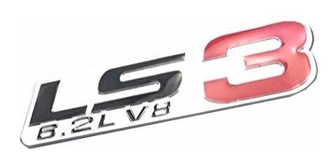 Emblema Logo Decalship 2 Pack Chrome Red Ls3 6.2l V8 Engine