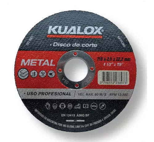Pack 10 Disco Corte 115 X Mm Metal Kualox