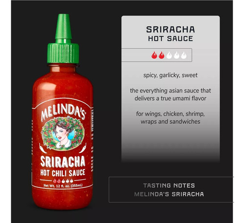 Salsa Picante Estilo Sriracha Melinda's Tamaño Viaje 59ml