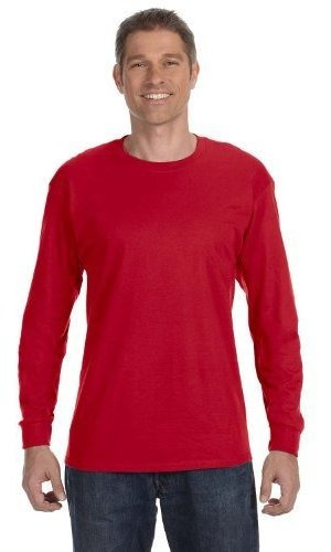 Hanes Tagless Camiseta De Manga Larga, Rojo Oscuro, Grande