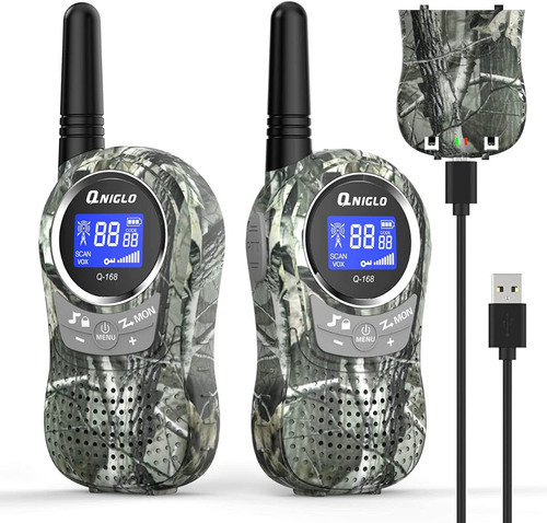 Walkie Talkies Para Niños 3km Alcance Pila Recargable Gris