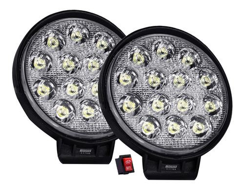 Par De Faros Led Redondo Osun 42w Grúas Excavadoras 4x4 Moto